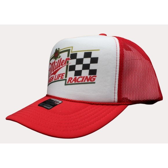 Miller High Life Racing Trucker Hat Baseball Cap Mesh Miller Racing Hat - Picture 3 of 3